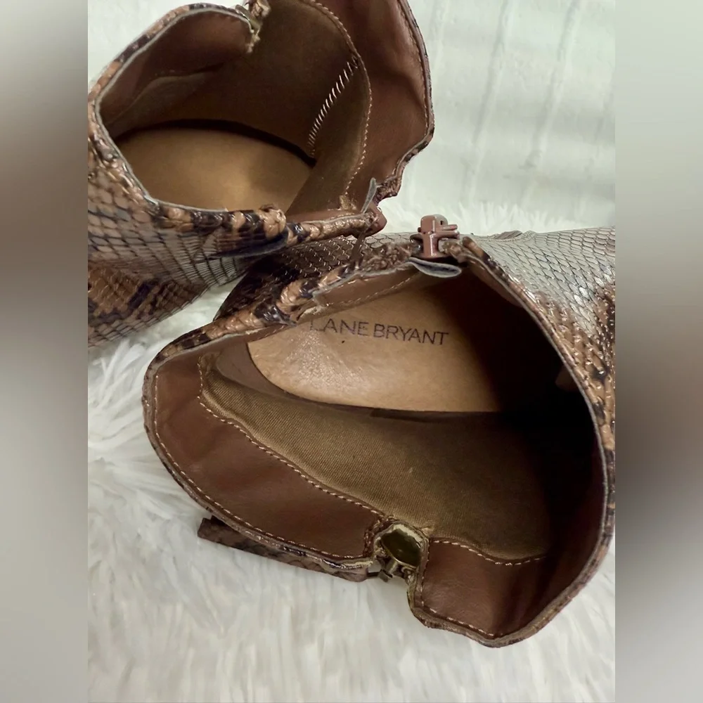 Lane Bryant Brown Snake Texture Ankle‎ Boots